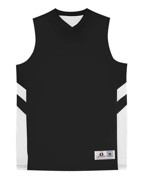 Badger Youth B-Pivot Rev. Tank Top - Black/ White Front