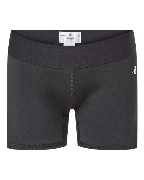 Badger Girls' Pro-Compression Shorts - Black Front