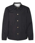 Independent Trading Co. Men's Water-Resistant Windbreaker Coach’s Jacket - Black Front