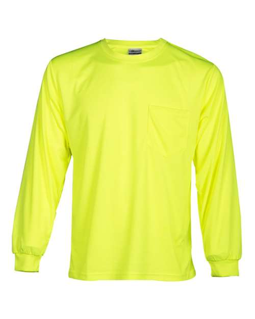 Kishigo Unisex Microfiber Polyester Long Sleeve T-Shirt - Lime Front