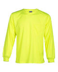 Kishigo Unisex Microfiber Polyester Long Sleeve T-Shirt - Lime Front
