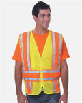 Bayside Unisex USA-Made ANSI Safety Mesh Vest - Lime Green Front