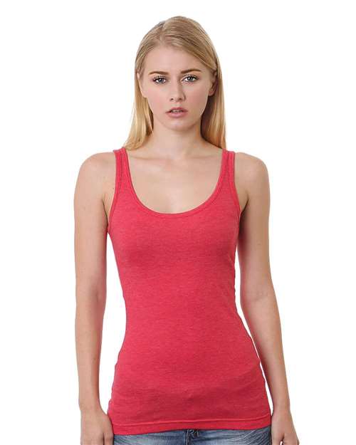 Bayside Junior's USA-Made Tank Top - Heather Red Front