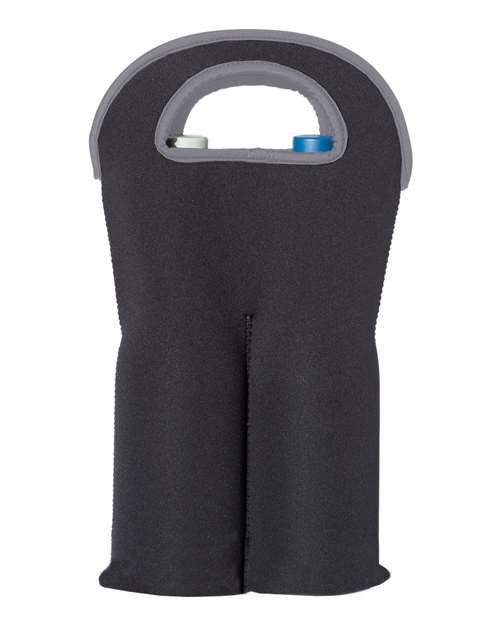 OAD Insulated Neoprene Double Wine Tote - Black Front