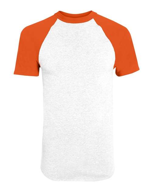 Augusta Sportswear Unisex Raglan Baseball Jersey - White/ Orange Front
