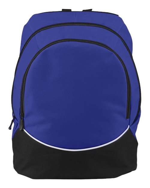 Augusta Sportswear Tri-Color Backpack - Purple/ Black/ White Front