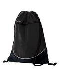 Augusta Sportswear Tri-Color Drawstring Backpack - Black/ Black/ White Front