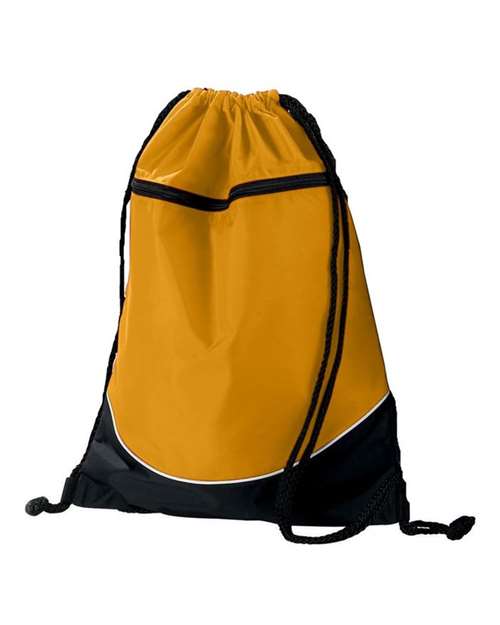 Augusta Sportswear Tri-Color Drawstring Backpack - Gold/ Black/ White Front