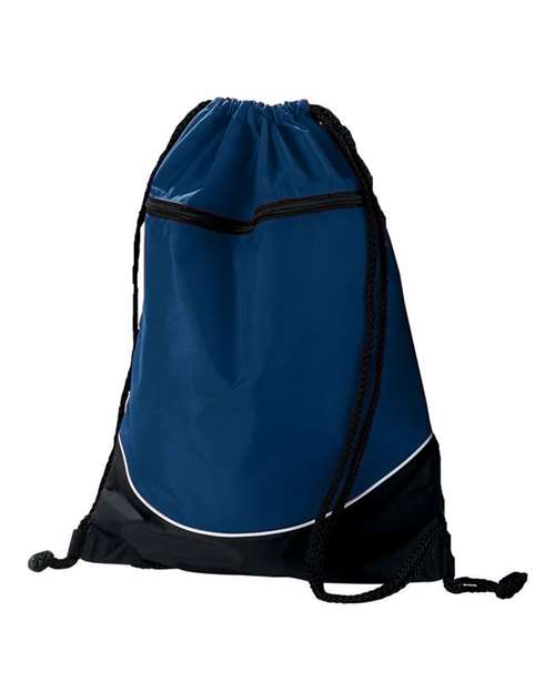 Augusta Sportswear Tri-Color Drawstring Backpack - Navy/ Black/ White Front
