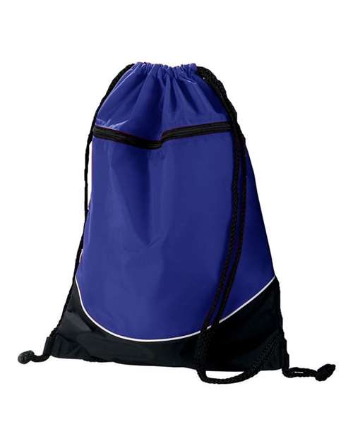 Augusta Sportswear Tri-Color Drawstring Backpack - Purple/ Black/ White Front