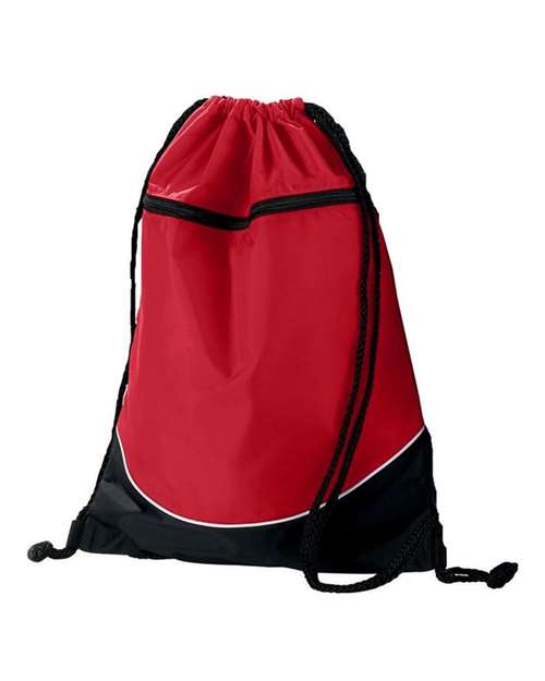 Augusta Sportswear Tri-Color Drawstring Backpack - Red/ Black/ White Front