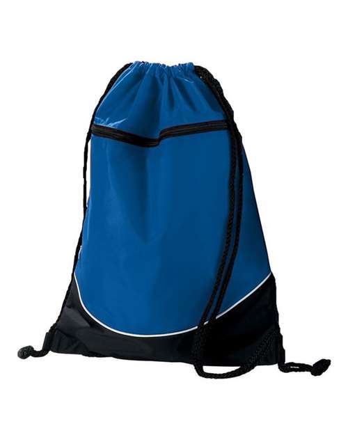 Augusta Sportswear Tri-Color Drawstring Backpack - Royal/ Black/ White Front
