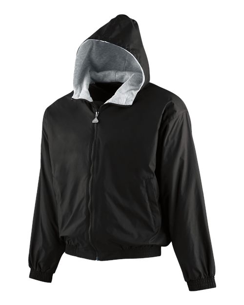 Augusta Sportswear Youth Hooded Taffeta Jacket - Black Front