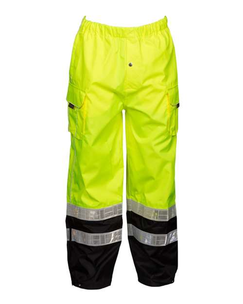 Kishigo Unisex Premium Black Series® Rainwear Pants - Lime Front