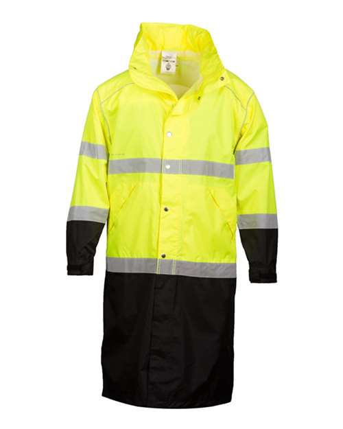Kishigo Unisex Premium Brilliant Series® Long Rain Coat - Lime Front