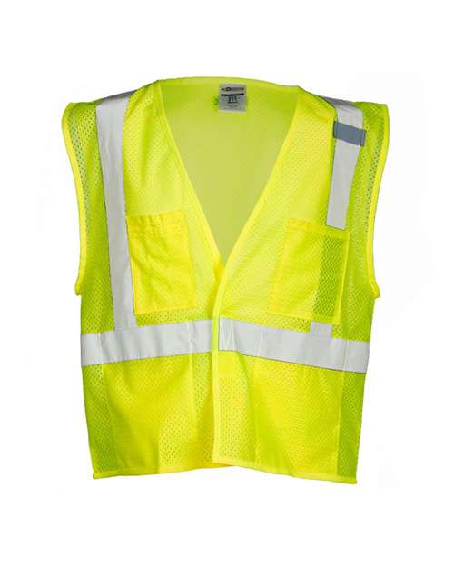 Kishigo Unisex 4 Pocket Hook-and-Loop Mesh Vest - Lime Front