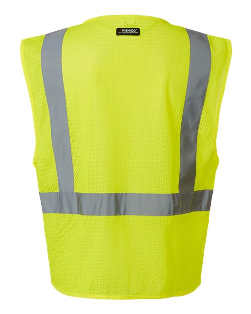 Kishigo Unisex Single Pocket Zipper Mesh Vest - Back