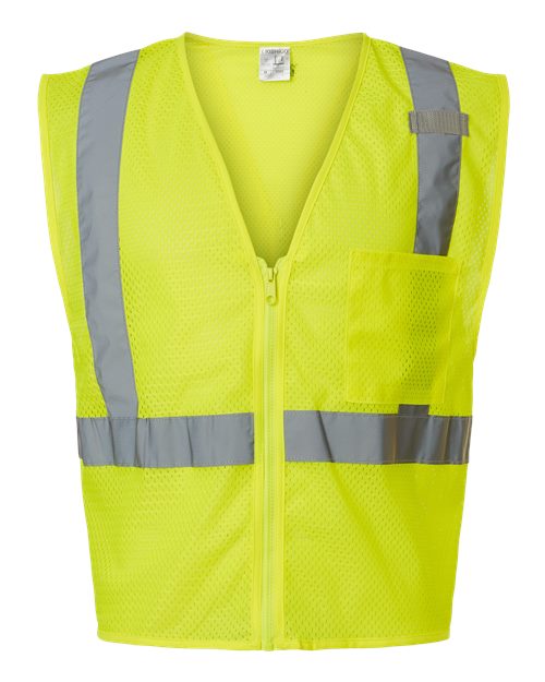 Kishigo Unisex Single Pocket Zipper Mesh Vest - Lime Front