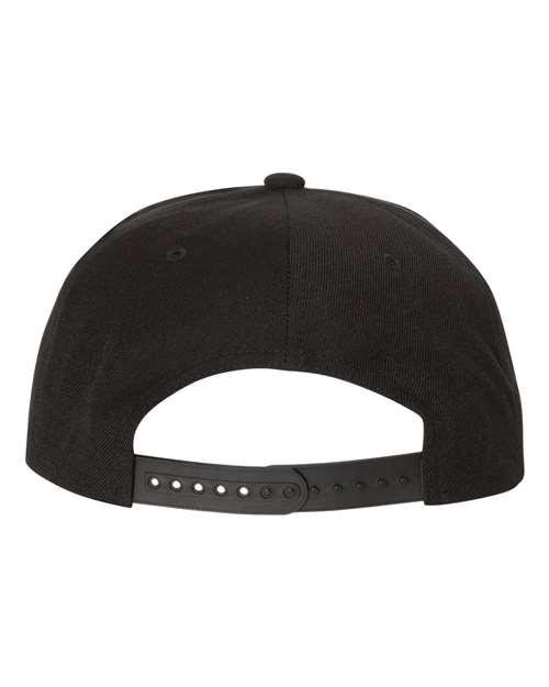 Premium Flat Bill Snapback Cap - Black/ Camo Back