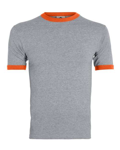 Augusta Sportswear Unisex 50/50 Ringer T-Shirt - Athletic Heather/ Orange Front