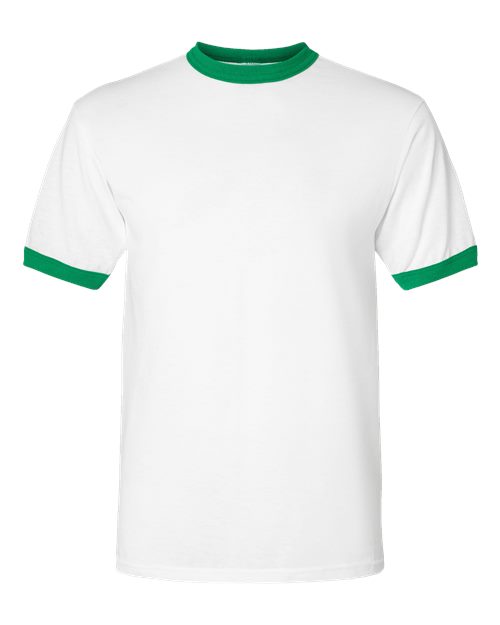 Augusta Sportswear Unisex 50/50 Ringer T-Shirt - White/ Kelly Front
