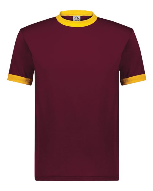 Augusta Sportswear Unisex 50/50 Ringer T-Shirt - Maroon/ Gold Front