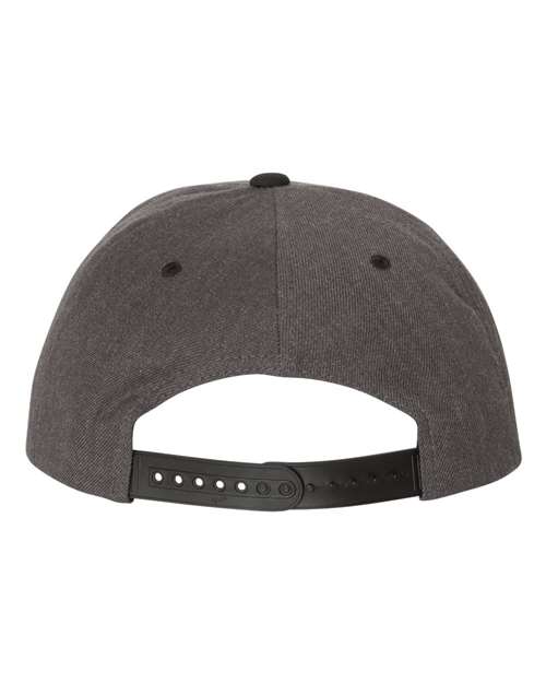 Premium Flat Bill Snapback Cap - Dark Heather/ Black Back