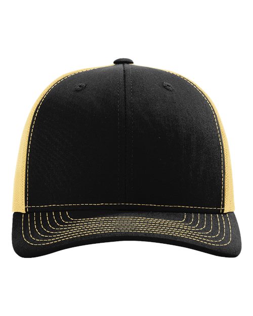 Richardson Snapback Trucker Cap - Black/ Vegas Gold Front