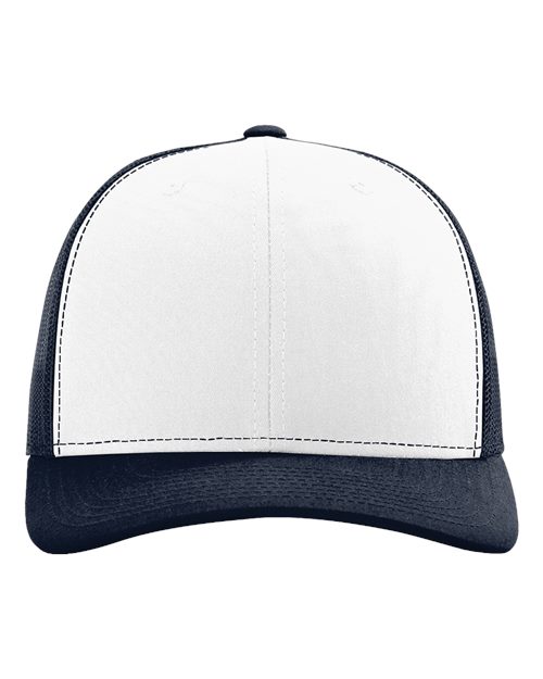 Richardson Snapback Trucker Cap - White/ Navy Front