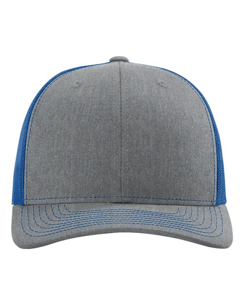 Richardson Snapback Trucker Cap - Heather Grey/ Royal Front