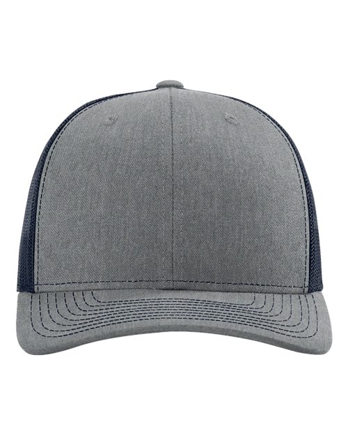 Richardson Snapback Trucker Cap - Heather Grey/ Navy Front