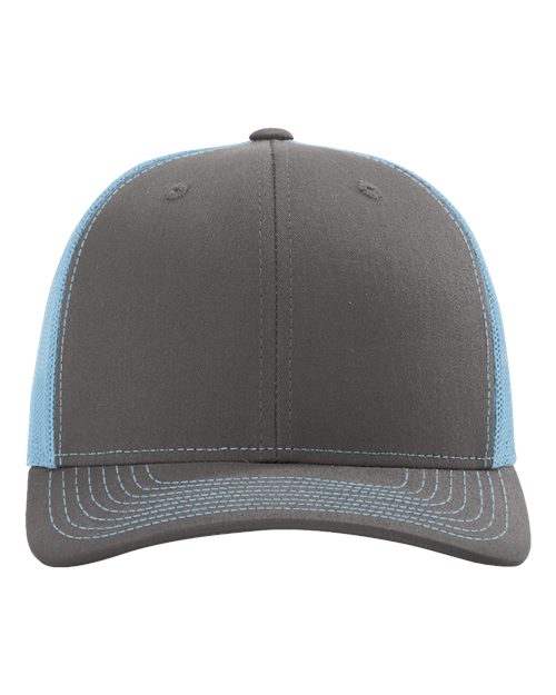 Richardson Snapback Trucker Cap - Charcoal/ Columbia Blue Front