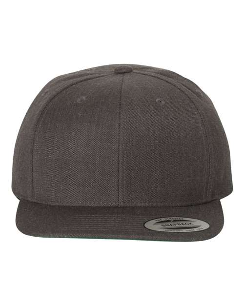Premium Flat Bill Snapback Cap - Dark Heather Front