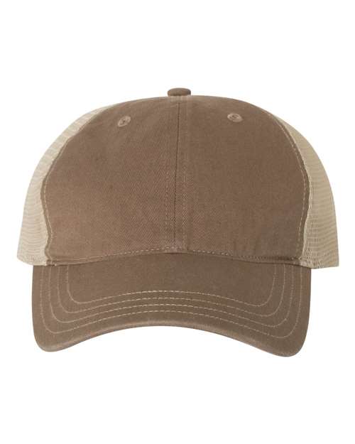 Richardson Garment-Washed Trucker Cap - Driftwood/ Khaki Front
