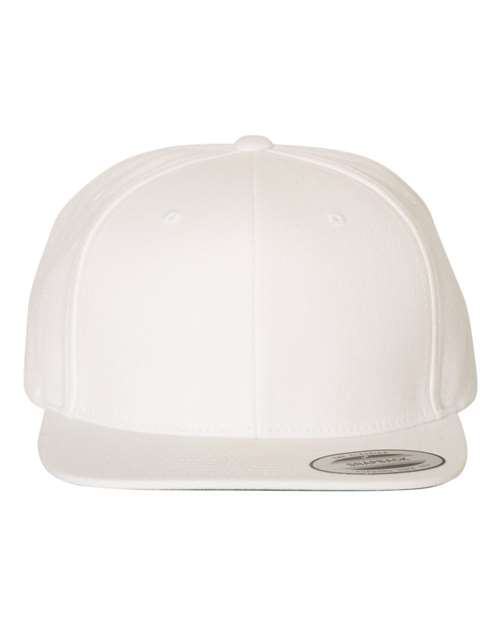 Premium Flat Bill Snapback Cap - White Front