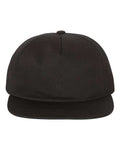 Lightly-Structured Five-Panel Snapback Cap - Black Front
