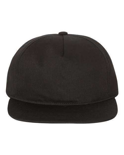 YP Classics Lightly-Structured Five-Panel Snapback Cap - Black Front