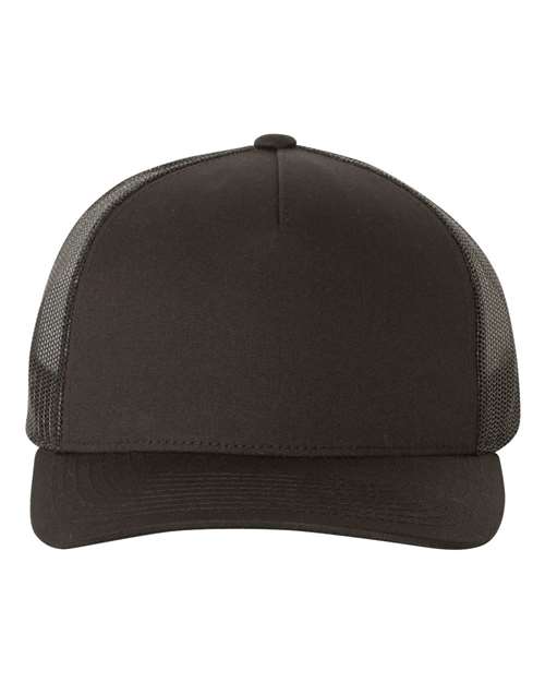 Five-Panel Retro Trucker Cap - Black Front