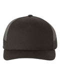 Five-Panel Retro Trucker Cap - Black Front