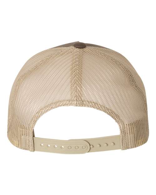 Five-Panel Retro Trucker Cap - Brown/ Khaki Back