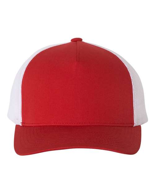 Five-Panel Retro Trucker Cap - Red/ White Front