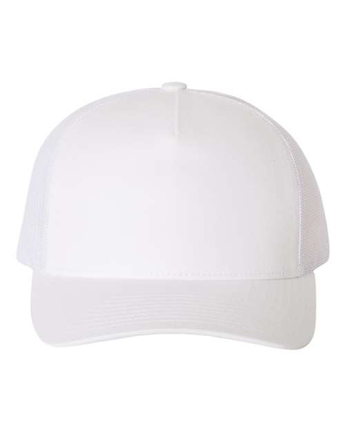 Five-Panel Retro Trucker Cap - White Front