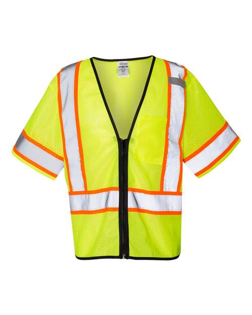Kishigo Unisex Class 3 Mesh Zippered Vest - Lime Front