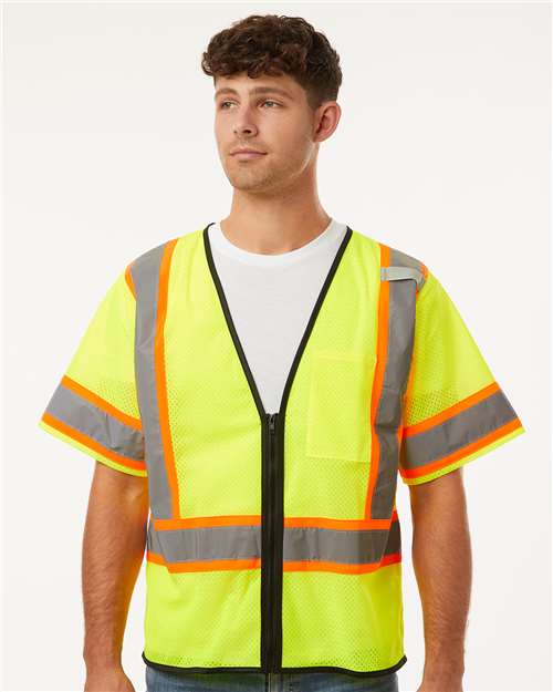 Kishigo Unisex Class 3 Mesh Zippered Vest - Model Front