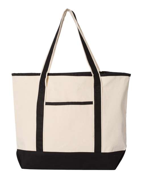 34.6L Large Canvas Deluxe Tote - Natural/ Black Front