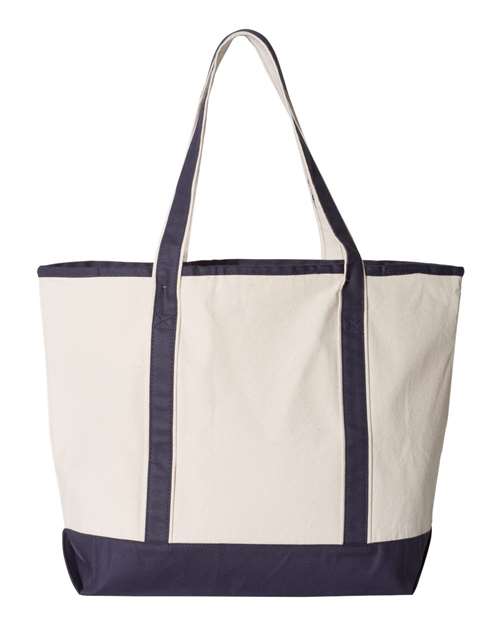 34.6L Large Canvas Deluxe Tote - Natural/ Navy Back