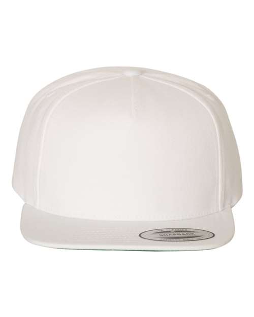 Premium Five-Panel Snapback Cap - White Front