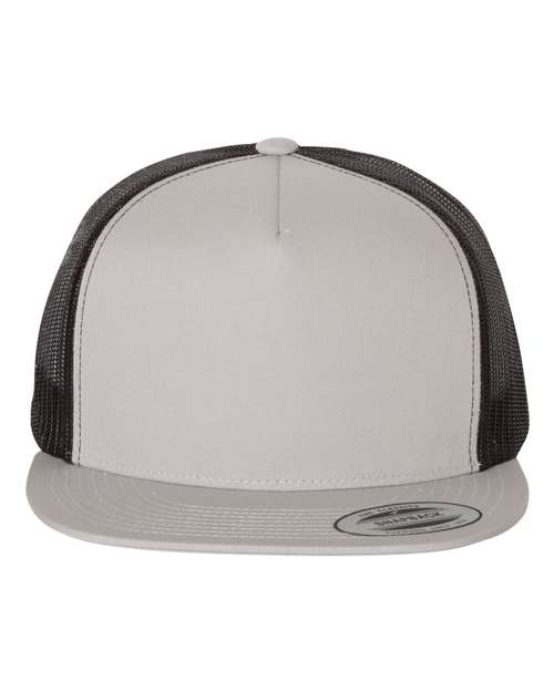 YP Classics Classic Five-Panel Trucker Cap - Silver/ Black Front