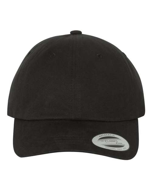 Peached Cotton Twill Dad Hat - Black Front