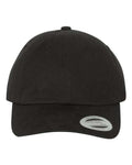 Peached Cotton Twill Dad Hat - Black Front
